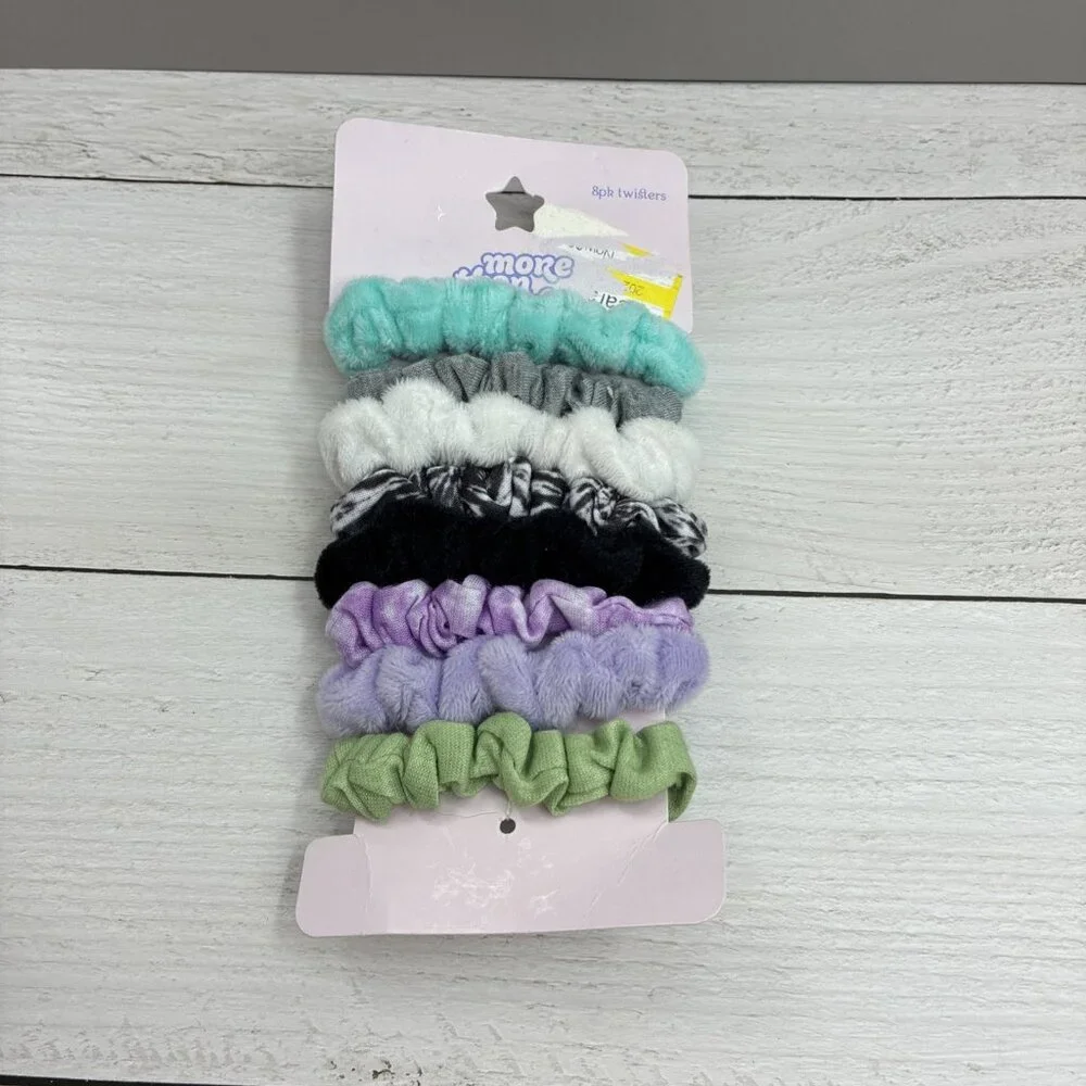 More Than Magic Girls Hair Ties Twisters 8 Pack Soft Scrunch Style Multi Color